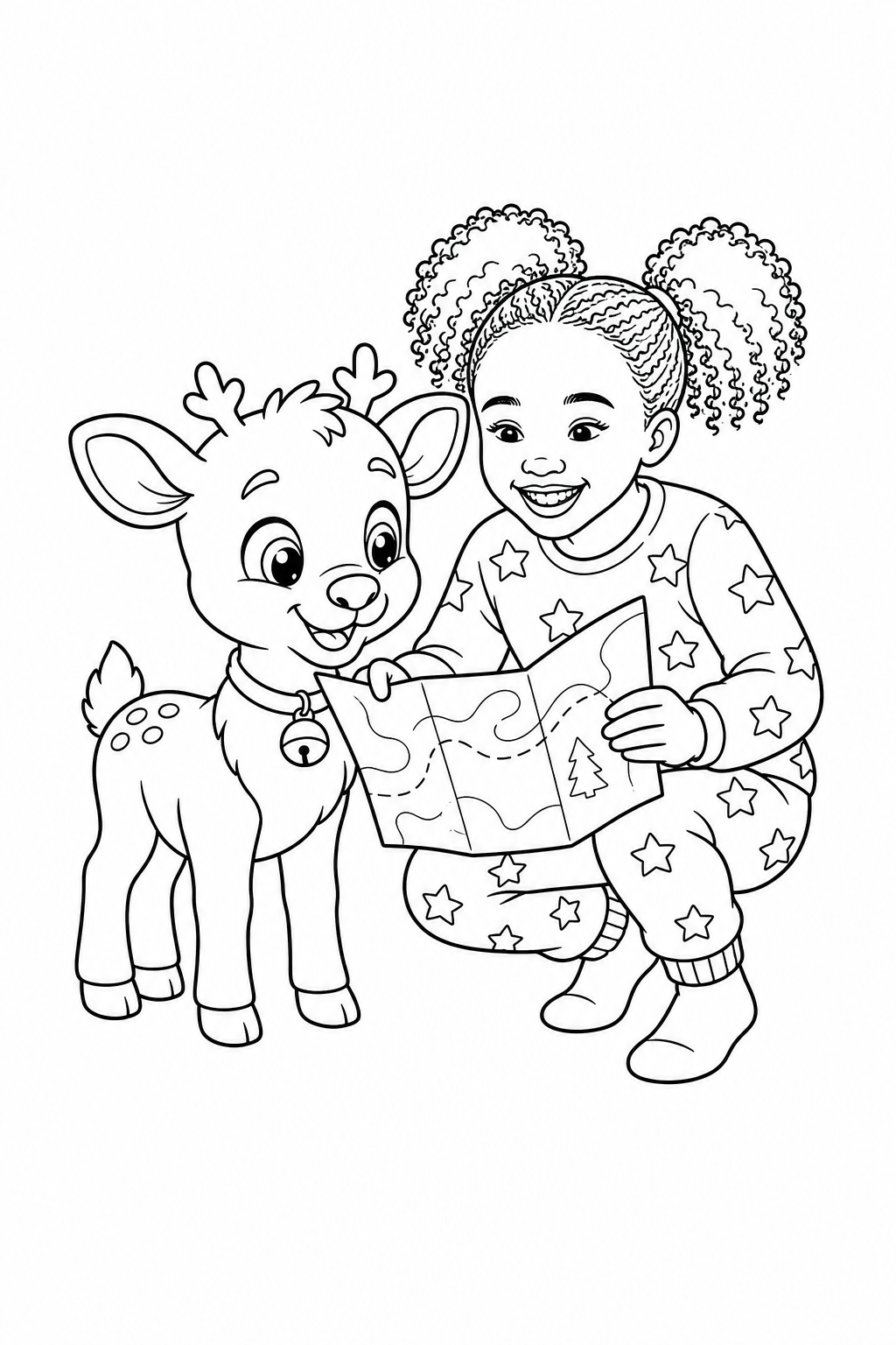 Inside page 3 of the Reindeer Rescue personalised colouring book