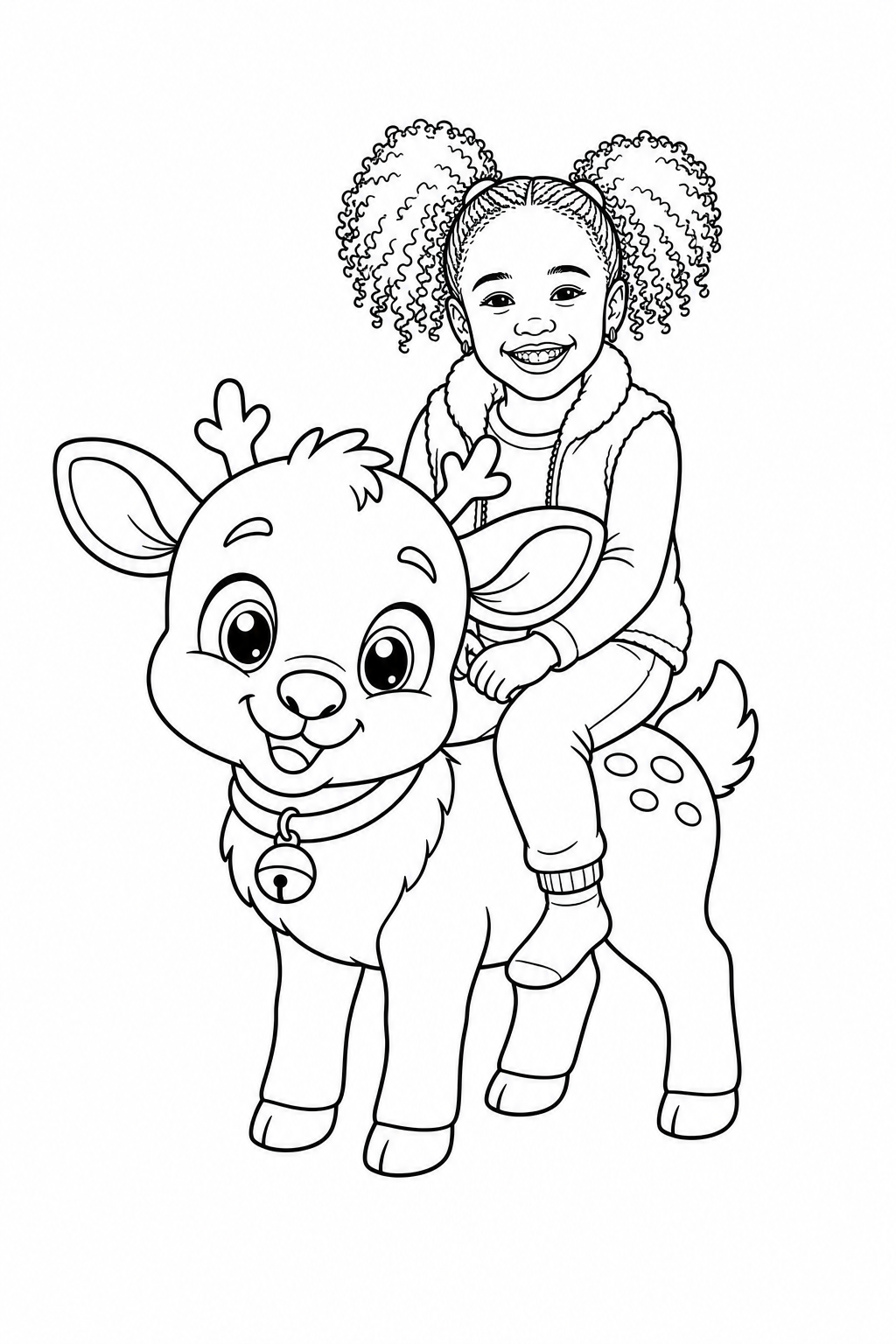 Inside page 4 of the Reindeer Rescue personalised colouring book