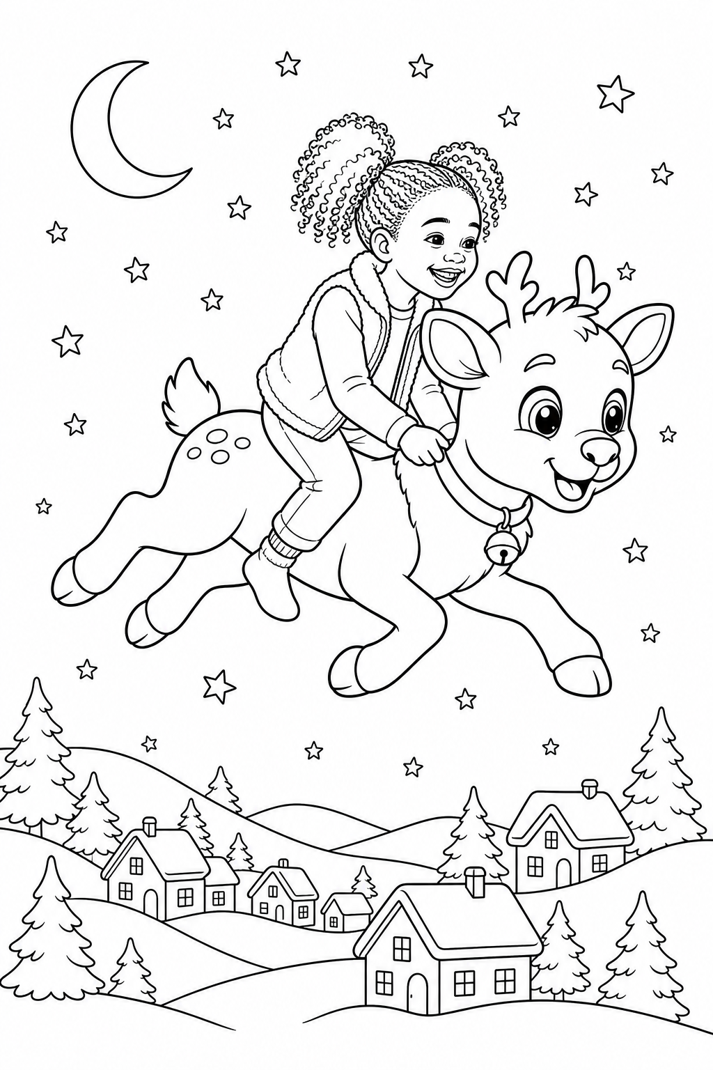 Inside page 5 of the Reindeer Rescue personalised colouring book