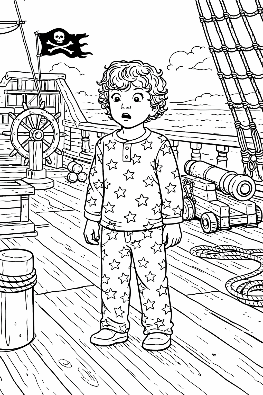 Inside page 5 of the Pirate Adventure personalised colouring book