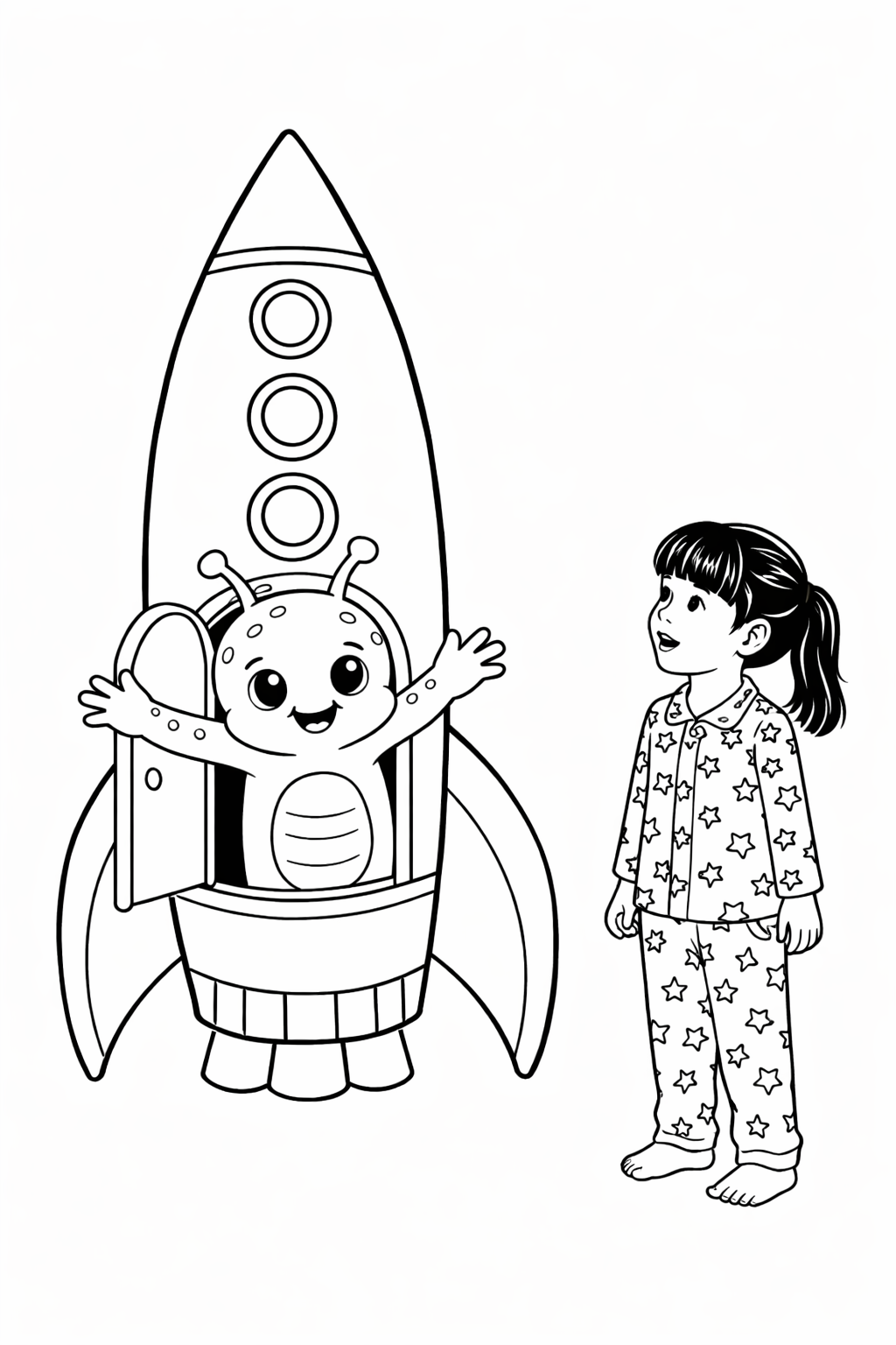 Inside page 4 of the Space Rescue personalised colouring book