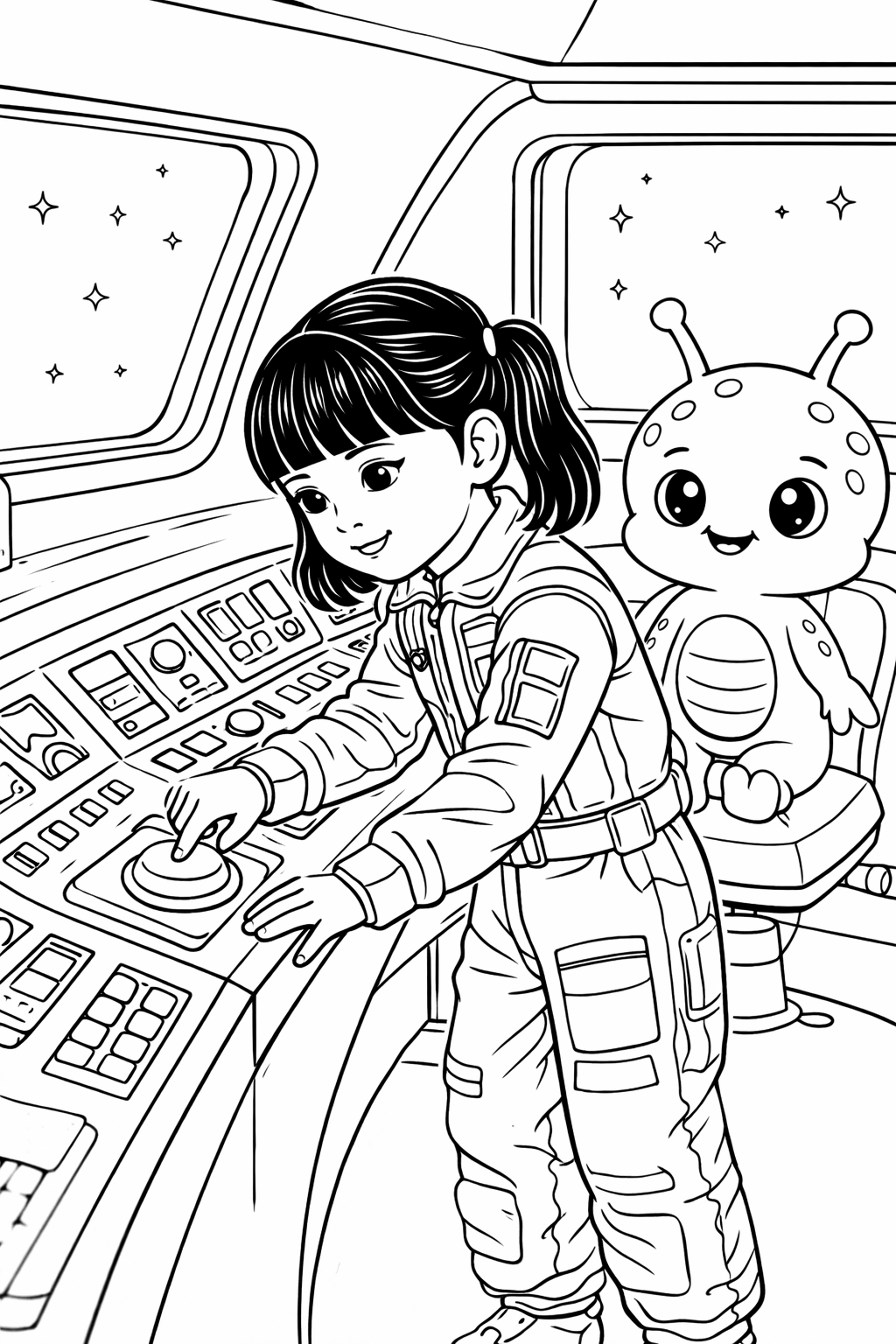 Inside page 6 of the Space Rescue personalised colouring book