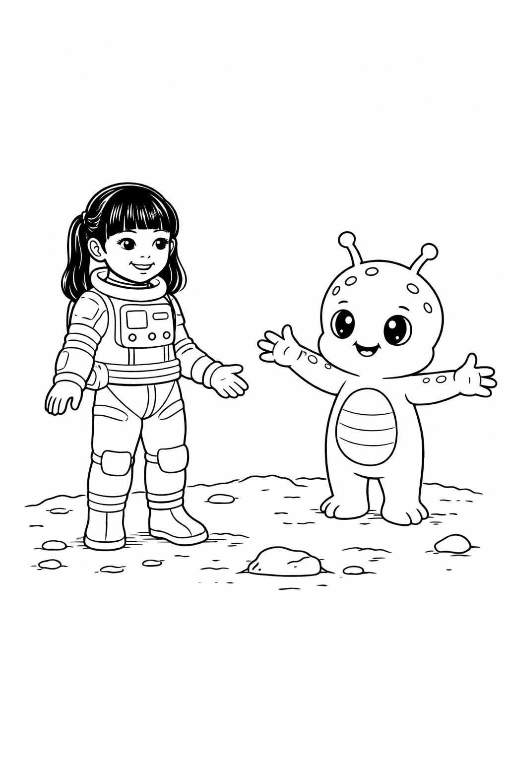 Inside page 18 of the Space Rescue personalised colouring book