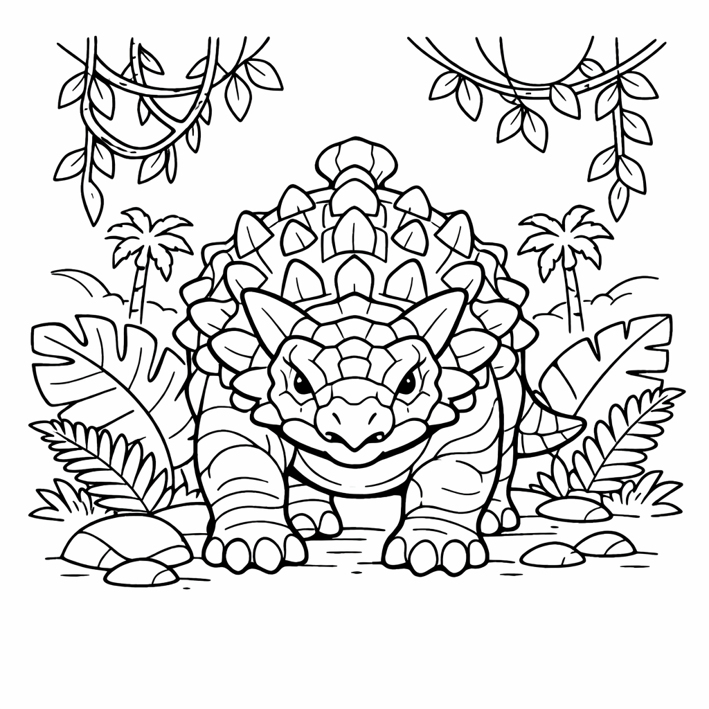 Ankylosaurus — free dinosaur colouring page