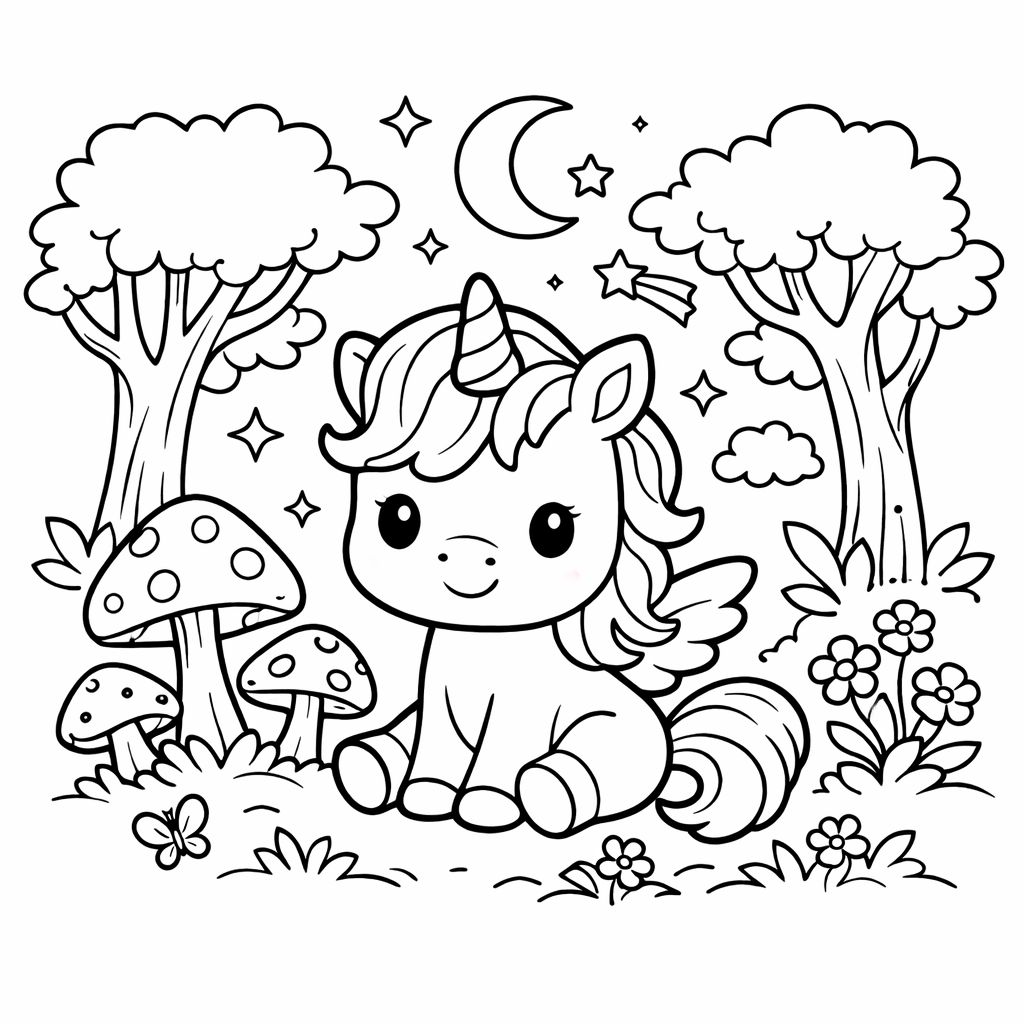 baby_unicorn_1 — free unicorn colouring page