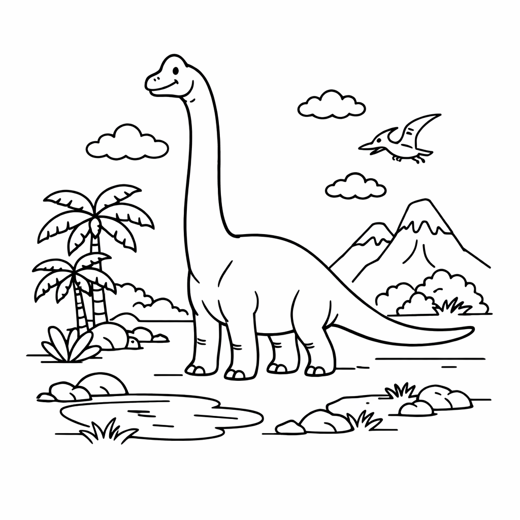 Brachiosaurus — free dinosaur colouring page