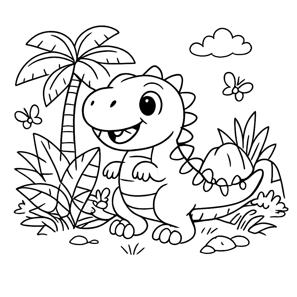 Dino — free dinosaur colouring page