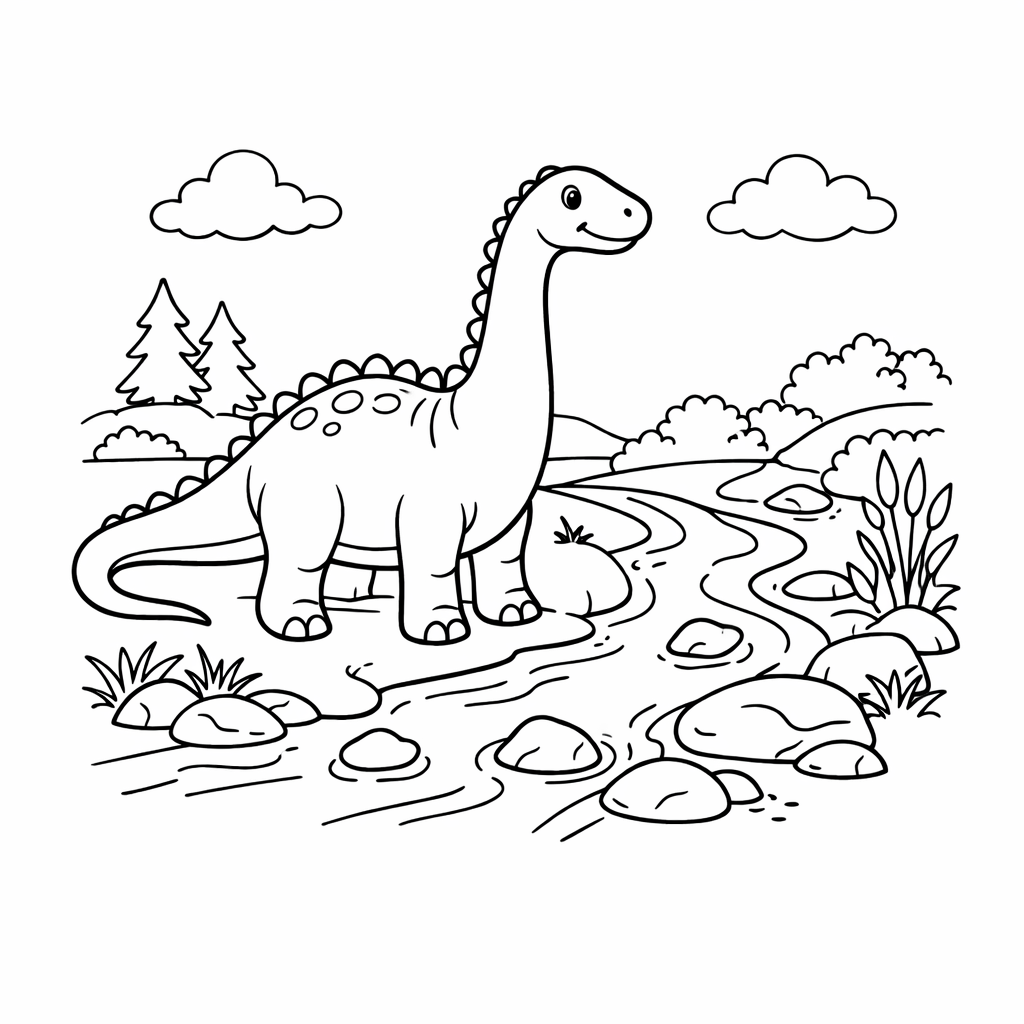Diplodocus — free dinosaur colouring page