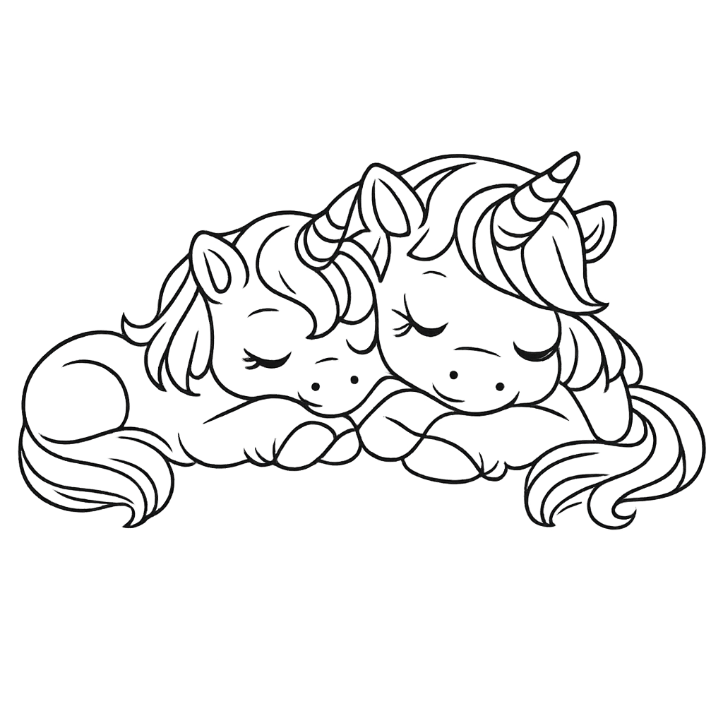 Sleeping_unicorns — free unicorn colouring page