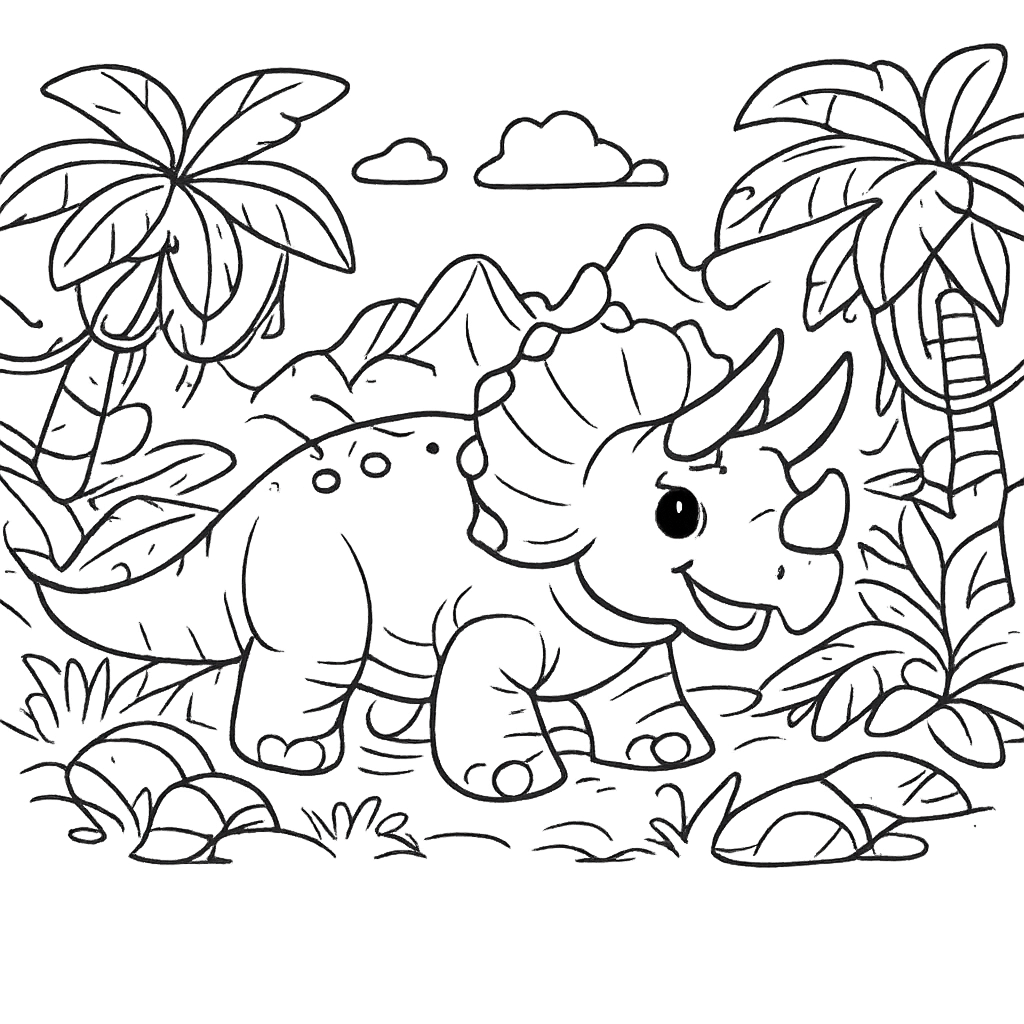 Triceratops — free dinosaur colouring page